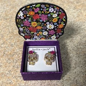 Bella Jack floral skull earrings